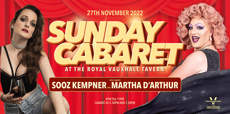 Sunday Cabaret at the RVT with Sooz Kempner and Martha D
