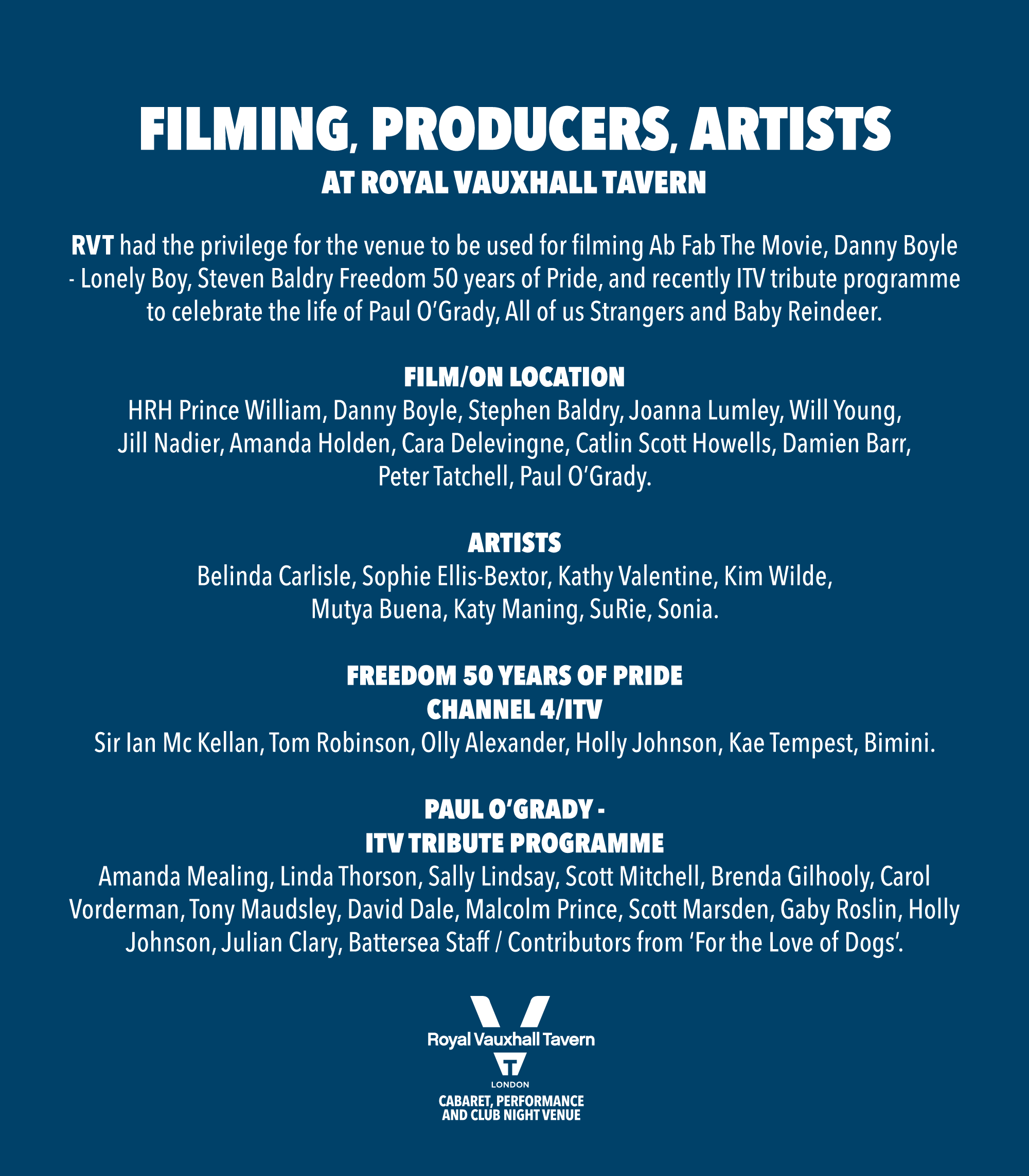 Filming, Producers, Artists